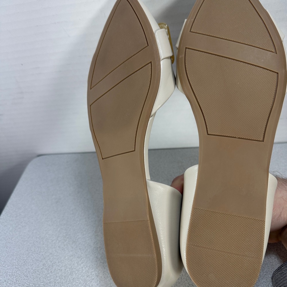 LC Lauren Conrad Cream Pointed Toe D'Orsay Flats with Buckle - Picture 8 of 10